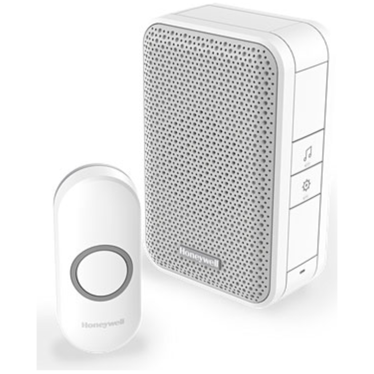 Honeywell 150m Wireless Portable Doorbell with Push Button – White