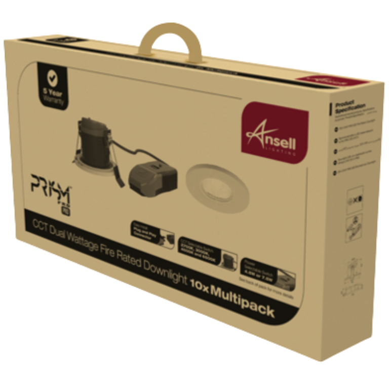 ANSELl APRIP/1 PRISM PRO 5W/7W CCT IP65 FIRE RATED DOWNLIGHT (PACK 10) | WHITE