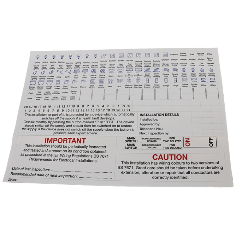 HAGER VAP00 CONSUMER UNIT LABEL PACK