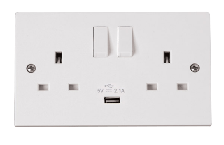 POLAR 13A 2G Switched Socket With 2.1A USB Outlet