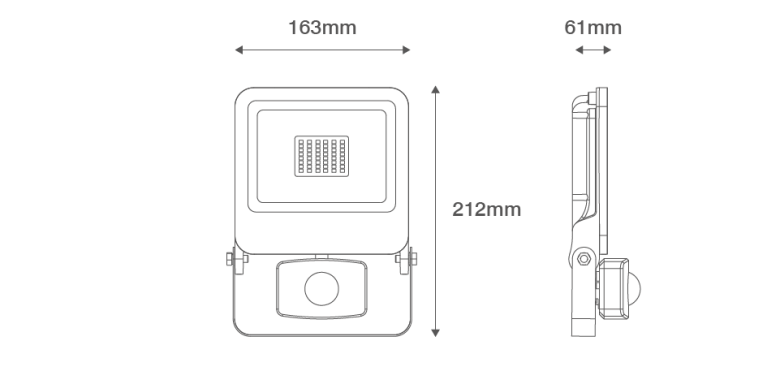 30W LED PIR FLOODLIGHT IP44 4000K BLACK