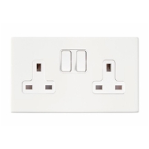 Hartland G2 Matt White 2G 13A DP Switched Socket White/White