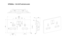 Screwless 13A 2G DP switched socket - polished chrome with white insert