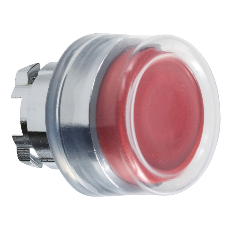 Pushbutton Head Projecting Red Clear Boot