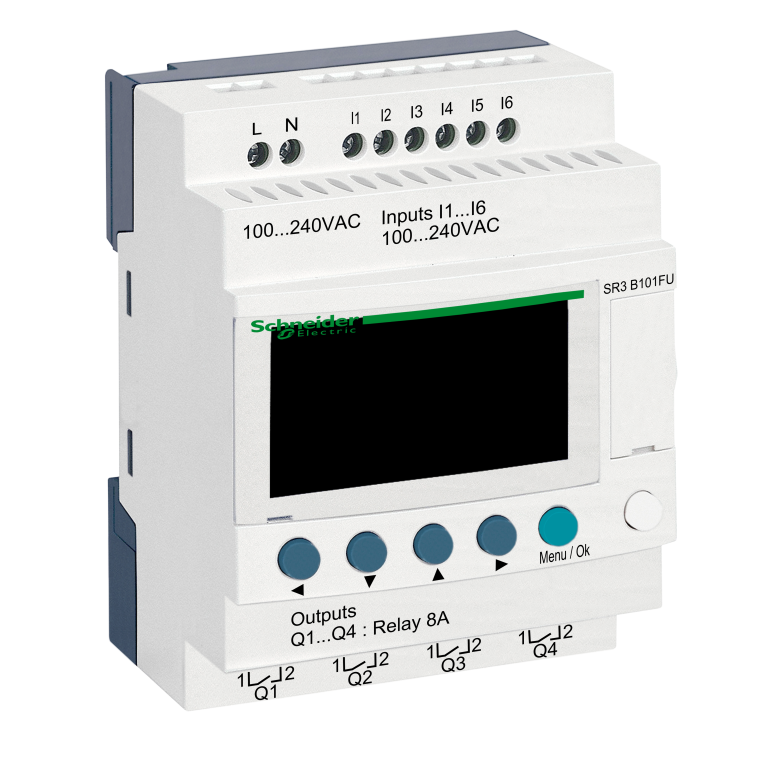 Modular Smart Relay 10 I/O 6 Inputs 4 Relay Outputs 100 to 240V AC Clock & Display