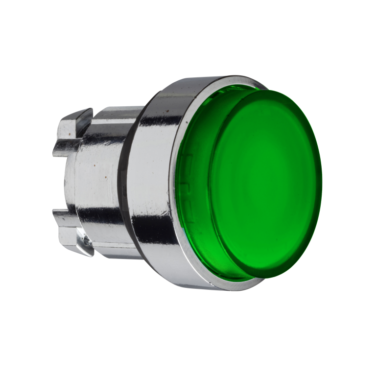 Pushbutton Head Latching Green Illuminated