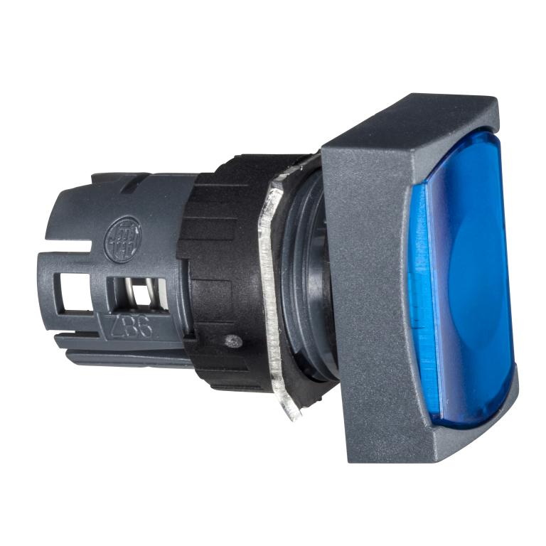 Illuminated Rectangular Pushbutton Head LED Blue 16mm