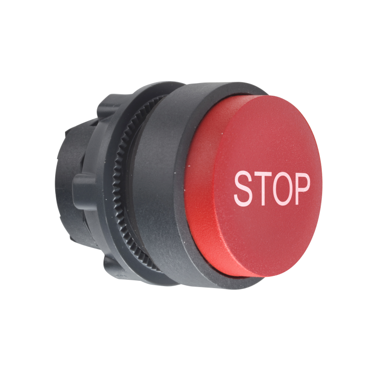 Pushbutton Head Projecting Red Marked "STOP"