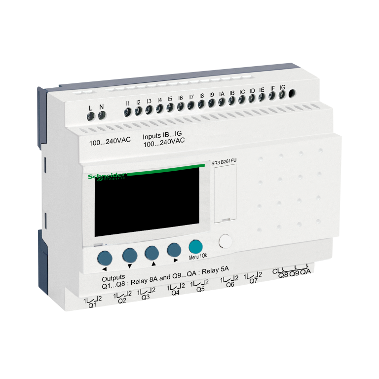 Modular Smart Relay 26 I/O 16 Inputs 10 Relay Outputs 100 to 240V AC Clock & Display