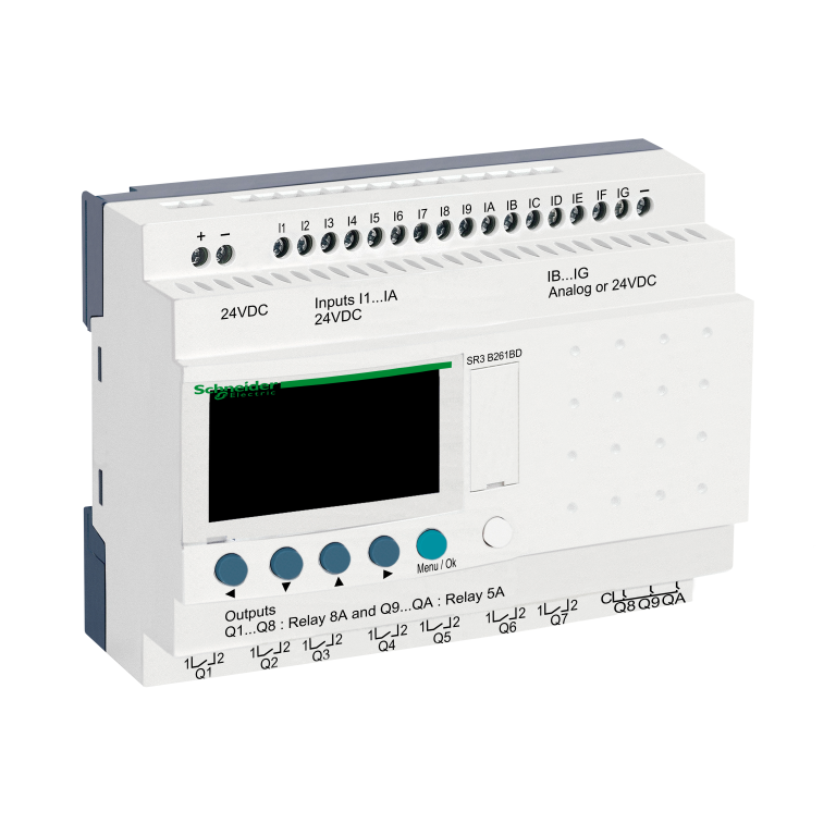 Modular Smart Relay 26 I/O 6 Analogue Inputs 10 Relay Outputs 24V AC Clock & Display