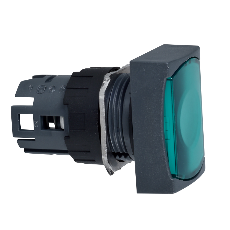 Illuminated Rectangular Pushbutton Head LED Green 16mm