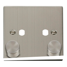 2G DIMMER PLATE+KNOBS SS