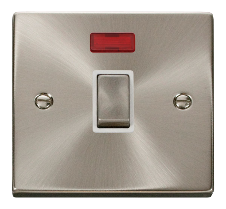 Control Switch 20A With Neon, Satin Chrome & White