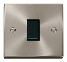 Plate Switch 1 Gang Intermediate 10A Satin Chrome Black Insert Victorian