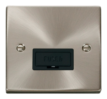 Scolmore Click Deco 13A Unswitched Fused Spur Black Insert Satin Chrome