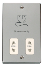 Scolmore Click Deco Dual Voltage Shaver Socket White Insert Polished Chrome