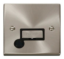 Scolmore Click Deco 13A Unswitched Fused Spur with Flex Outlet Metal / Black Insert Satin Chrome