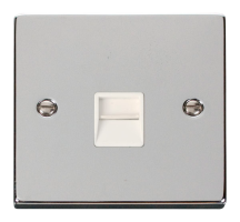 Scolmore Click Deco 1 Gang Telephone Socket Master White Insert Polished Chrome