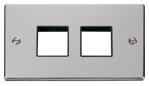 Scolmore Click Deco 2 Gang 2 + 2 Module Front Plate Black Insert Polished Chrome