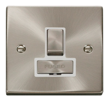 Scolmore Click Deco 13A DP Switched Fused Spur Metal / White Insert Satin Chrome