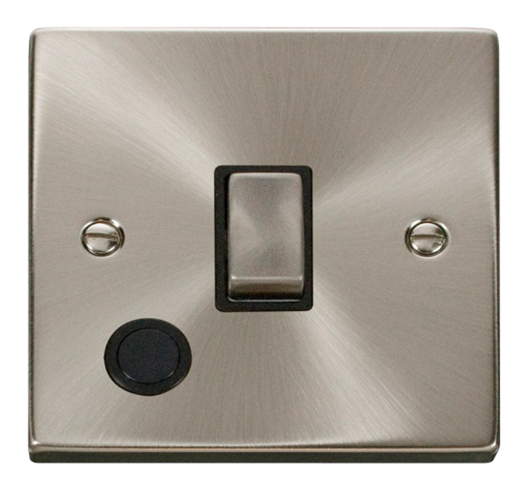 Control Switch 20A With Front Flex Outlet Satin Chrome & Black