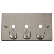 3G DIMMER PLATE+KNOBS SS