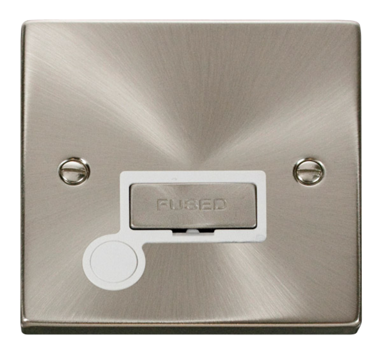 Fused Spur With Flex Outlet 13A Satin Chrome & White