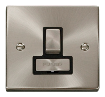 Scolmore Click Deco 13A DP Switched Fused Spur Metal / Black Insert Satin Chrome