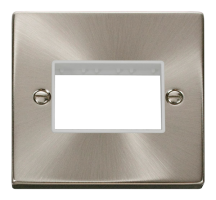 Scolmore Click Deco 1 Gang 3 Module Front Plate White Insert Satin Chrome