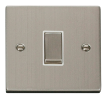 Plate Switch 1 Gang Intermediate 10A Stainless Steel White Insert Victorian