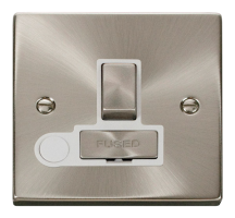 Scolmore Click Deco 13A Switched Fused Spur with Flex Outlet Metal / White Insert Satin Chrome