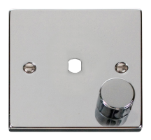 Victorian Polished Chrome 1 Gang Unfurnished Dimmer Plate & Knob (650W Max) 1 Aperture