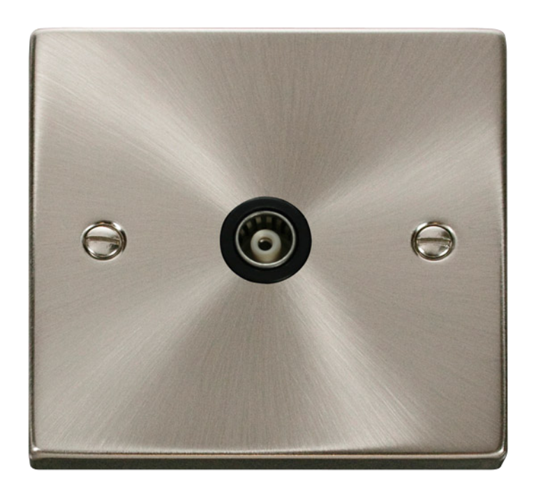 Coaxial Outlet, Single Isolated Unshielded Satin Chrome & Black