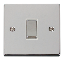 Scolmore Click Deco 10A 1 Gang 2 Way Switch Metal / White Insert Polished Chrome