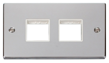 Scolmore Click Deco 2 Gang 2 + 2 Module Front Plate White Insert Polished Chrome