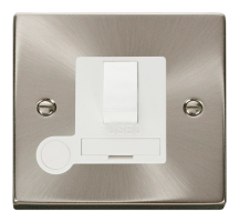 Scolmore Click Deco 13A Switched Fused Spur with Flex Outlet White Insert Satin Chrome