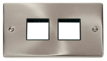 Scolmore Click Deco 2 Gang 2 + 2 Module Front Plate Black Insert Satin Chrome