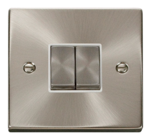 Scolmore Click Deco 10A 2 Gang 2 Way Switch Metal / White Insert Satin Chrome