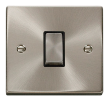 Scolmore Click Deco 10A 1 Gang 2 Way Switch Metal / Black Insert Satin Chrome