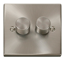 Victorian Satin Chrome 2 Gang 2 Way 400Va Dimmer Switch