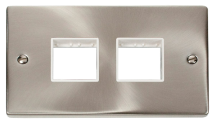 Scolmore Click Deco 2 Gang 2 + 2 Module Front Plate White Insert Satin Chrome