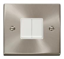 Scolmore Click Deco 10A 2 Gang 2 Way Switch White Insert Satin Chrome