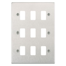 Hartland Grid-IT Satin Steel 9 Gang Grid Fix Aperture Plate With Grid