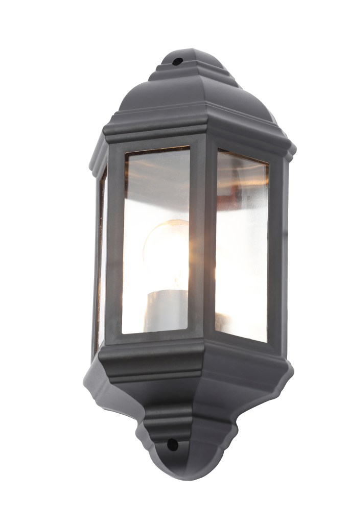 FORUM CZ-31748-BLK ATHENA EXTERNAL HALF LANTERN WALL LIGHT | ANTHRACITE