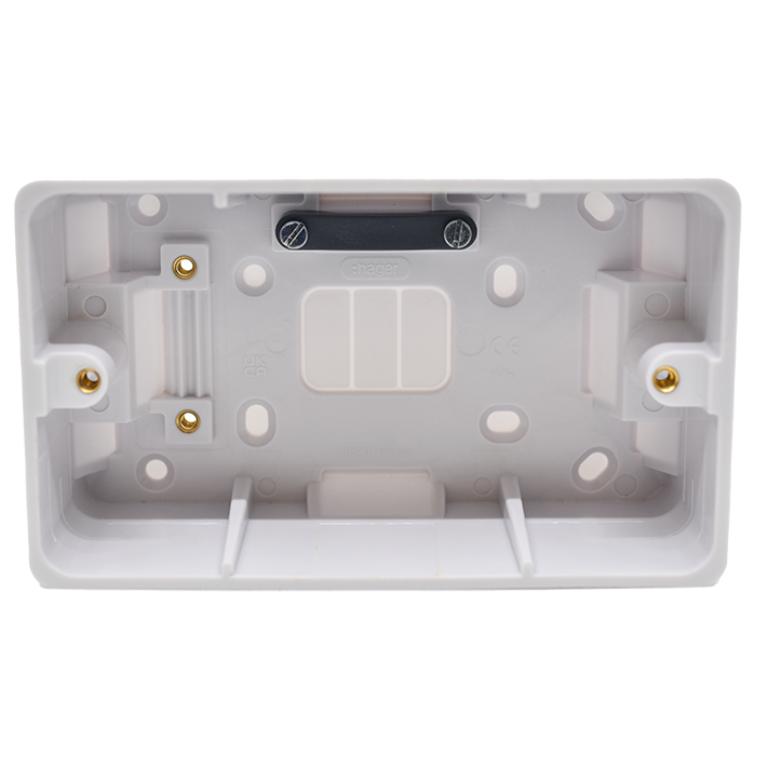 Pattress Surface Twin 46mm Deep Moulded Box with Cable Clamps