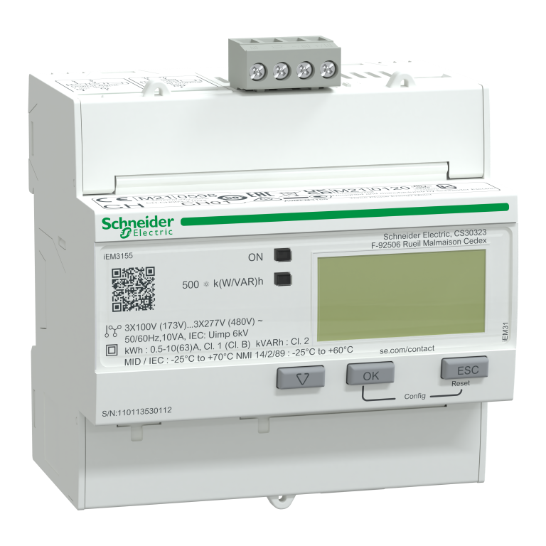 Schneider A9MEM3155 kWh Meter Modbus 63A