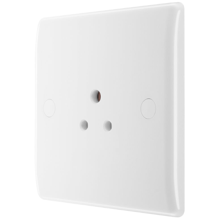 BG White Round Edge 1 Gang 2 Amp Unswitched Socket