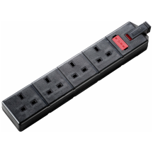 Permaplug 13A 4 Gang Trailing Socket Black