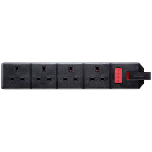 Permaplug 13A 4 Gang Trailing Socket Black