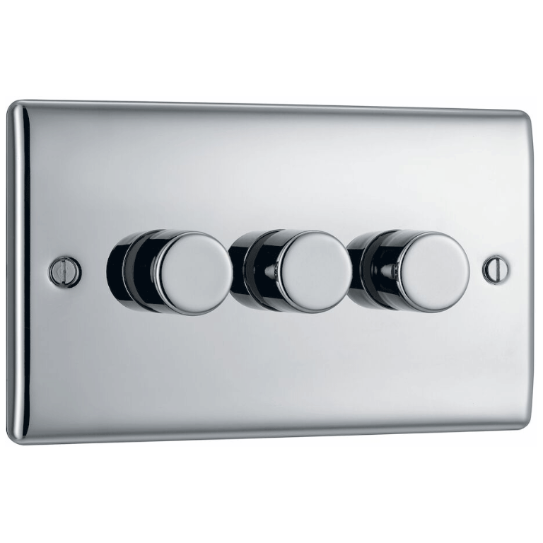 Nexus 3 Gang Dimmer 400W 2 Way Polished Chrome